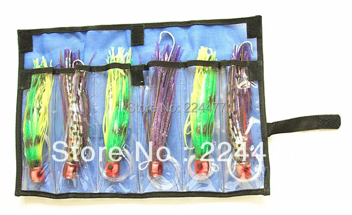 

8-8.5 Inch 3 size Octopus Skirt Game lures Tuna lures Trolling Fishing Tackle Soft Bait PP soft head with Hook line Suit