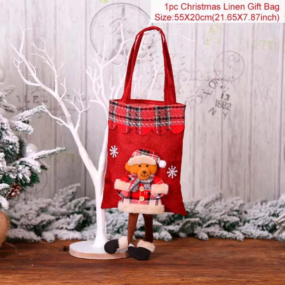 Huiran Christmas Candy Gift Bags Merry Christmas Decorations For Home Xmas Santa Claus Gift Bag Happy New Year Navidad - Color: bear