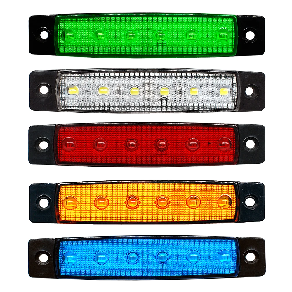 

Tkeapl 10X 12V/24V DC 6 LED (White, Red, Amber, Blue, Green) Side Marker Light Rear Light for Truck Trailer Van Bus with Screws