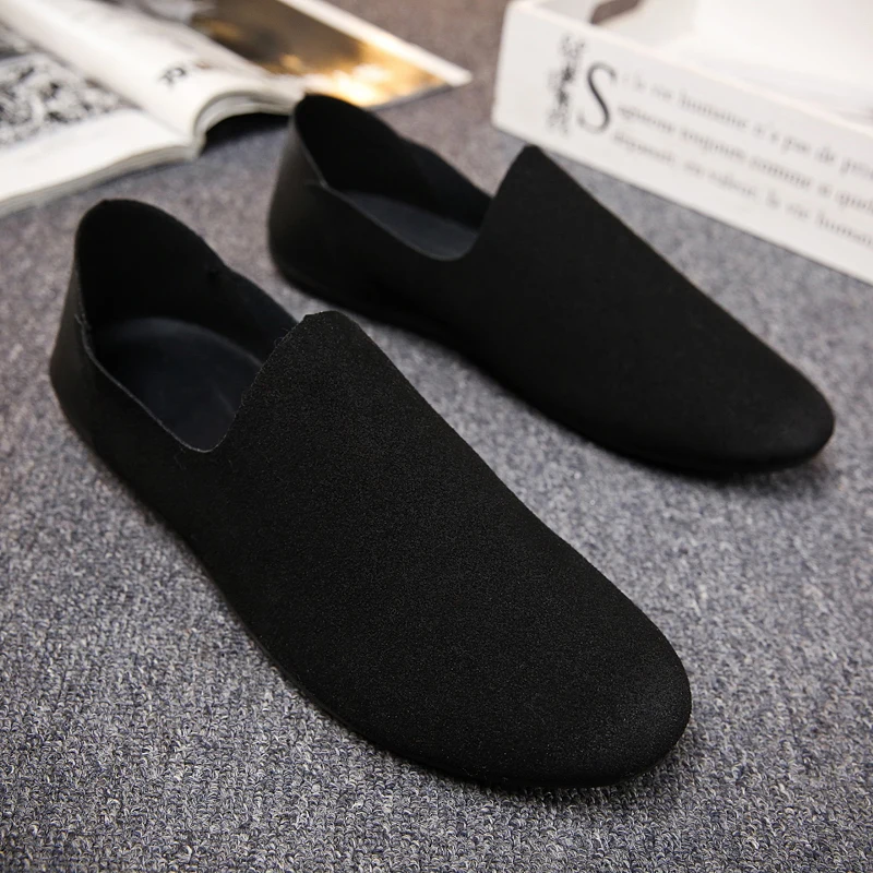 2019 Fashion Pure Black Red Flats artificial Leather Casual Shoes Men Light Soft Loafers Size 39-44 Driving Shoes Man Moccasin