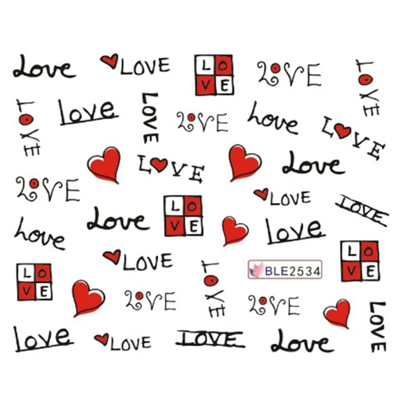 1 лист наклейки для ногтей с надписью Love Heart | Красота и здоровье