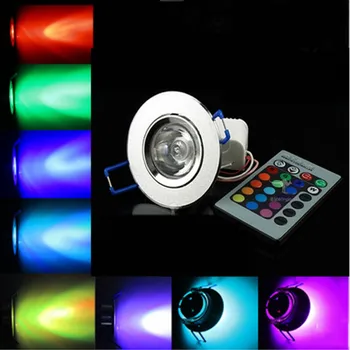 

100X RGB LED Ceiling Down Lights Recessed spot light lamp Bulbs 3W downlight AC/DC 12V 90V-260V Birthday party Colorful lights