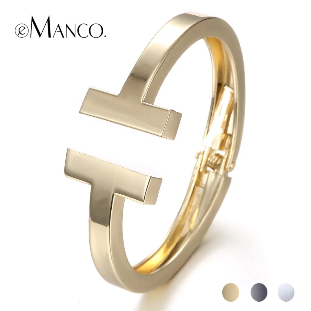 

eManco Wholesale Golden Color Steampunk C*C Metal Alloy Open Bracelets & Bangles for Women Glow in the dark 2017 Fashion Jewelry
