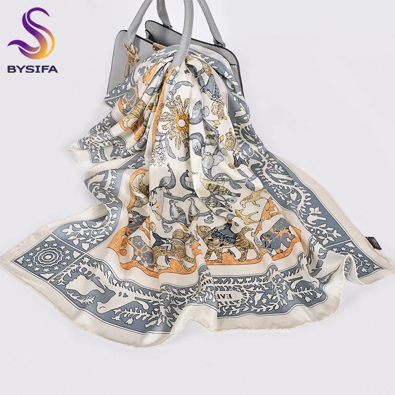 Vntage 70s Bufanda De Seda Pura Con Dseño Egpco De Seco Scarfs