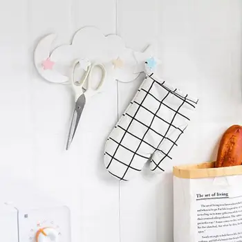 

Strong Self Adhesive Cloud Hook Wall Mouted 4-hook Seamless Shelf Hanger Home Decoration