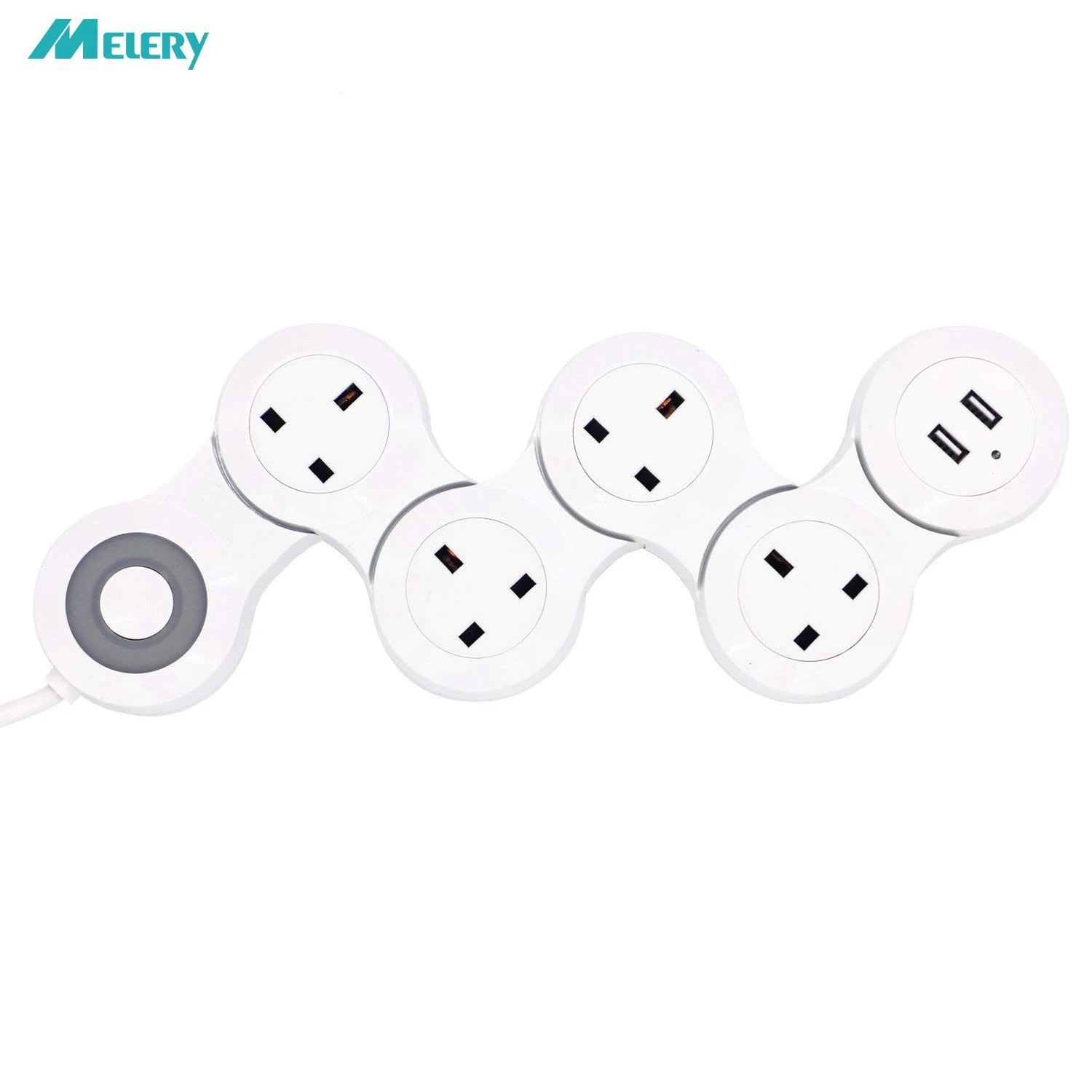 

USB Power Strip 2/3/4 AC UK Outlets Plug Socket with USB Charging Ports 1.8m Extension Cord Flexible Rotary Movable Socket