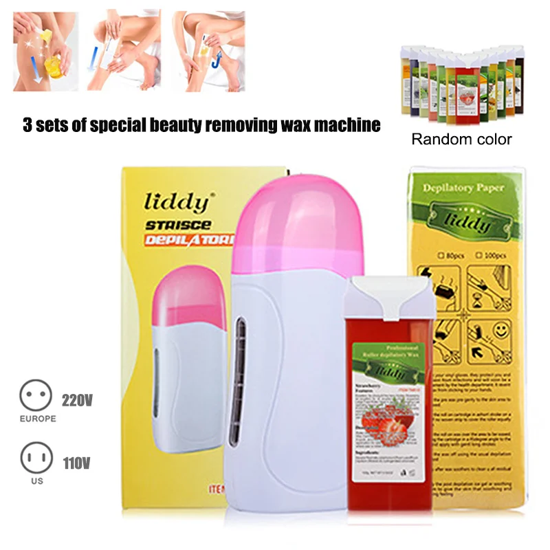 

2018 New Hair Removal Machine Set Epilator Depilatory Wax And Papers For Face Neck Arm Leg Body Hair Remove Beauty Tools H