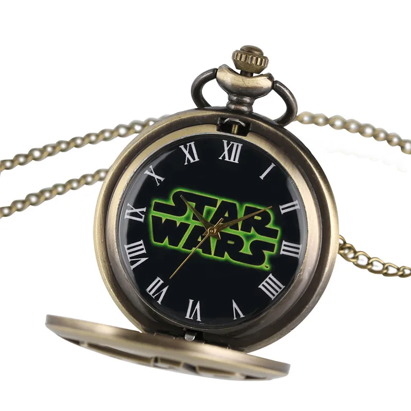 Звездные войны модное ожерелье из бронзы кварцевые карманные часы для мужчин и женщин ретро полые стимпанк подарок для детей