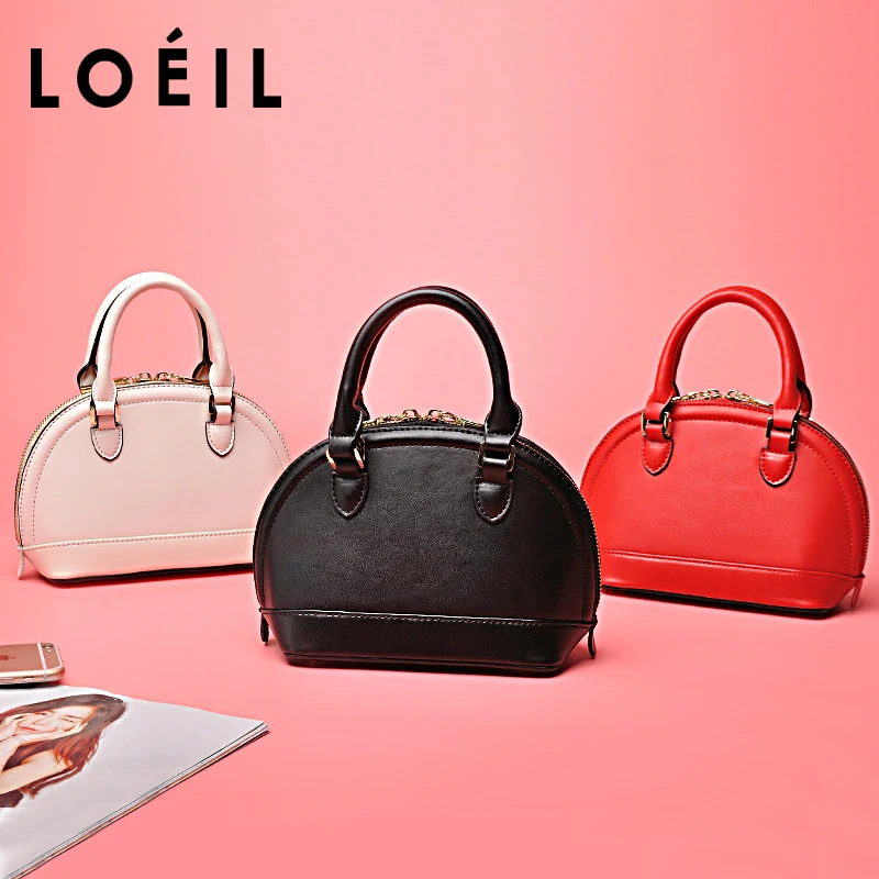 

LOEIL 2018 new leather handbags shoulder slung handbag women's bag European and American style shell bag