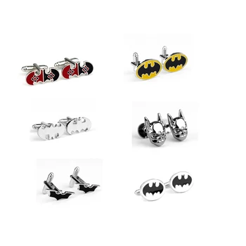 

Movie jewelry Batman superman Cufflinks Bat shape red orange black colour Men Cufflink jewelry Accessories