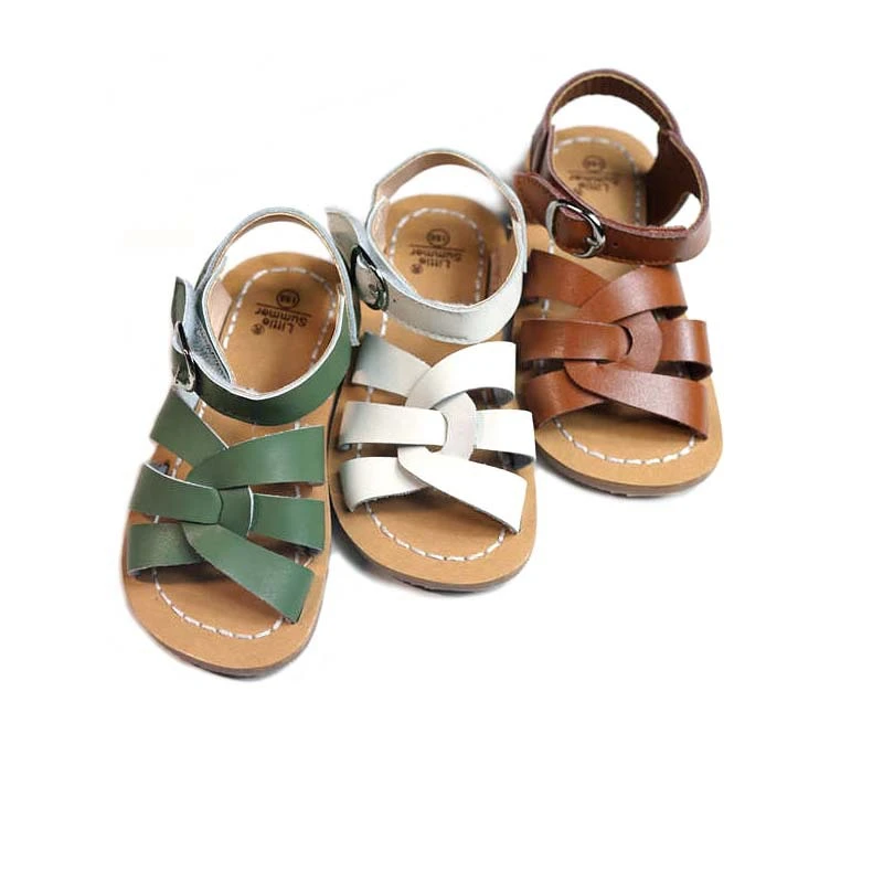 Sandalias de piel de vaca para niños y niñas, zapatos de piel auténtica de alta calidad para playa y agua salada, antideslizante, 6T|Sandalias| - AliExpress