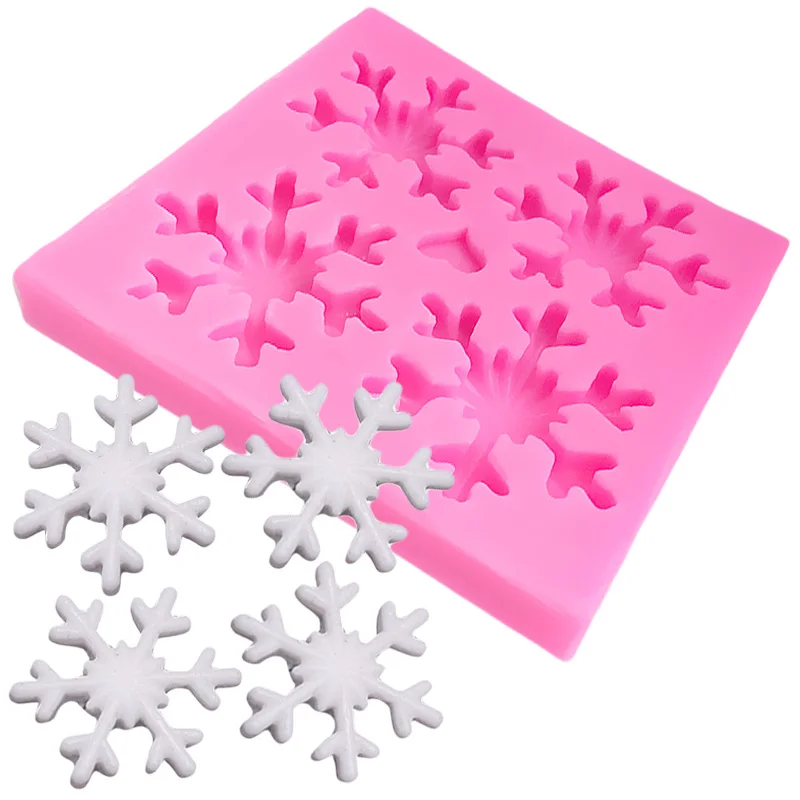 Рождественские снежинки украшения торта силиконовые формы для мыла желе пудинг торта силиконовые формы для выпечки инструменты для тортов SK104953 - Цвет: Розовый