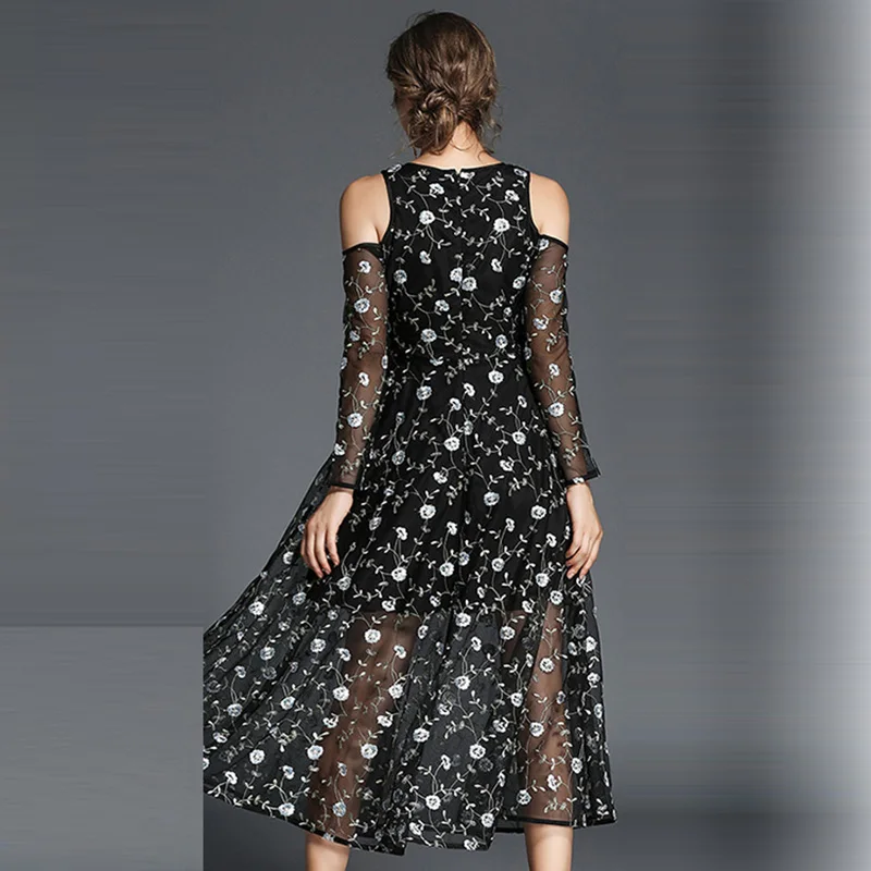 ShejoinSheenjoy O-Neck Mesh Patchwork A-Line Dresses Women Flower Embroidery Long Dress Black Off Shoulder Sexy Party Dresses (18)