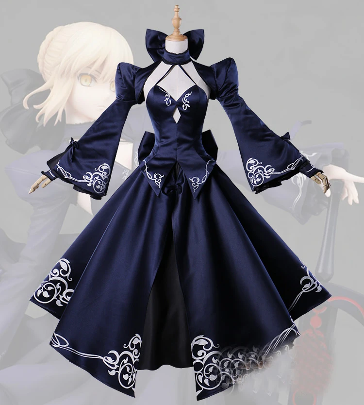 

Anime Cosplay Saber Costume Artoria Pendragon Anime Fate Stay Night UBW Fate Zero Sword Cosplay Black Dress