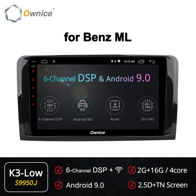 Ownice Android 9,0 dvd-плеер автомобиля k3 k5 k6 для Mercedes Benz W209 W203 W168 M ML W163 W463 Viano W639 Vito Vaneo gps Радио 360 - Цвет: S9950 K3-Low