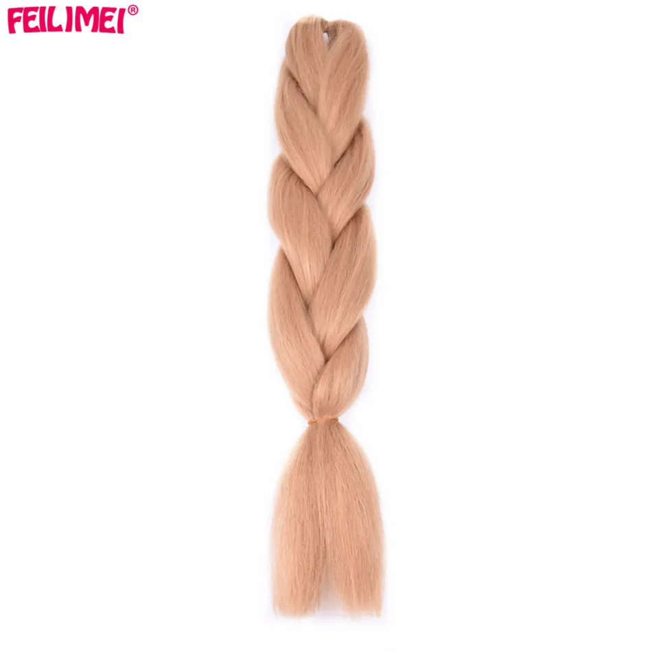 Feilimei Grey Braiding Hair Extension Синтетическое японское волокно Jumbo Braids 60cm 100g / pc Фиолетовый / Синий / Блондинка / Черный Вязание крючком Волосы - Цвет: #24