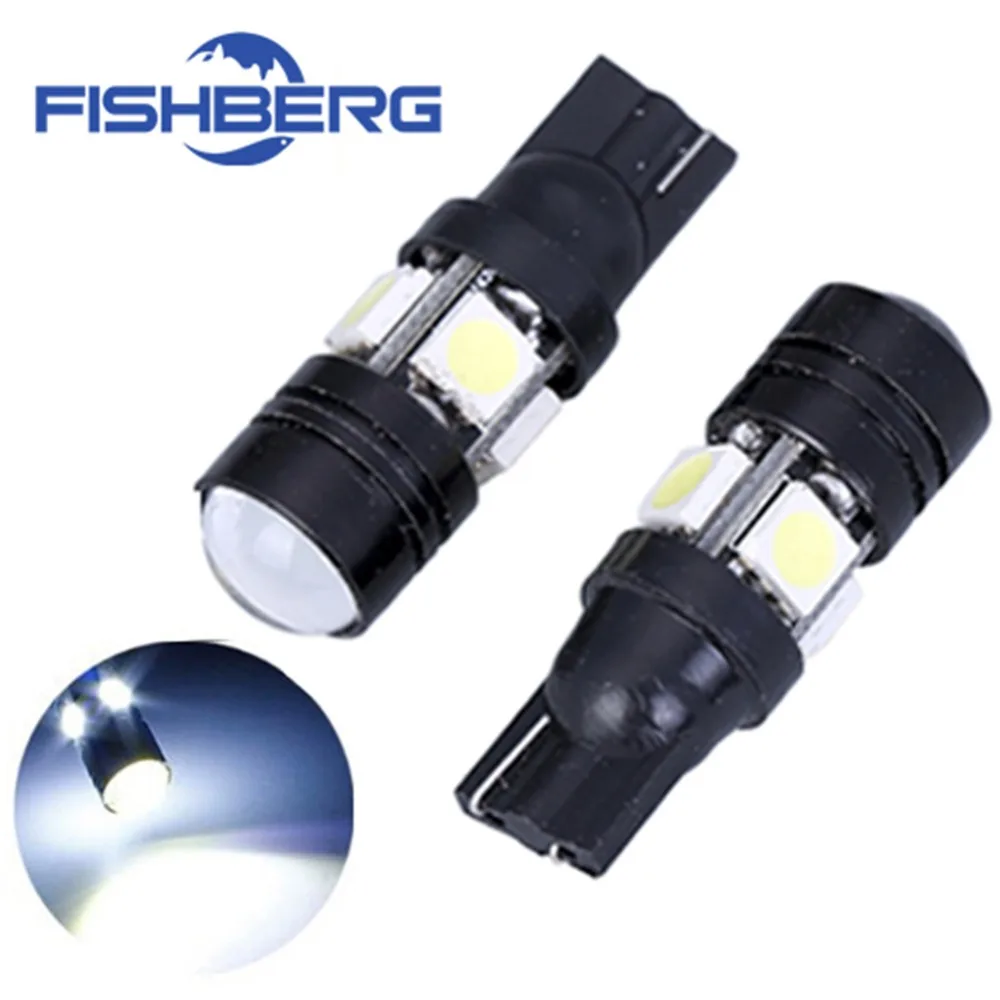 2pcs/lot T10 LED W5W Light Bulbs 5050 SMD  Lens 4 LED 12V Parking 194 168 Xenon White Red Blue Green Yellow Wedge FISHBERG