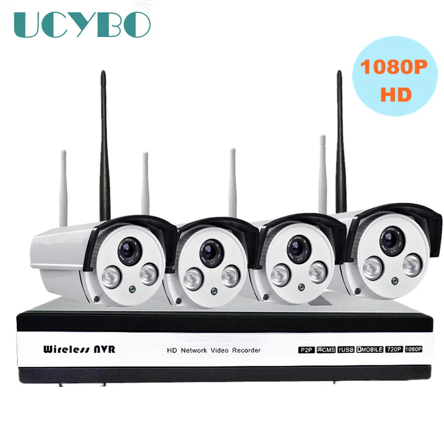 4ch 1080P HD Беспроводная ip-камера NVR CCTV система безопасности 2mp Wi-Fi NVR комплект Открытый ИК Wifi P2P IP камера наблюдения nvr система
