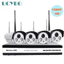 4ch 1080 P HD Беспроводной ip-камера для записи видео по сети видеонаблюдения Системы 2mp Wi-Fi NVR комплект Открытый ИК Wi-Fi P2P IP Камера наблюдения