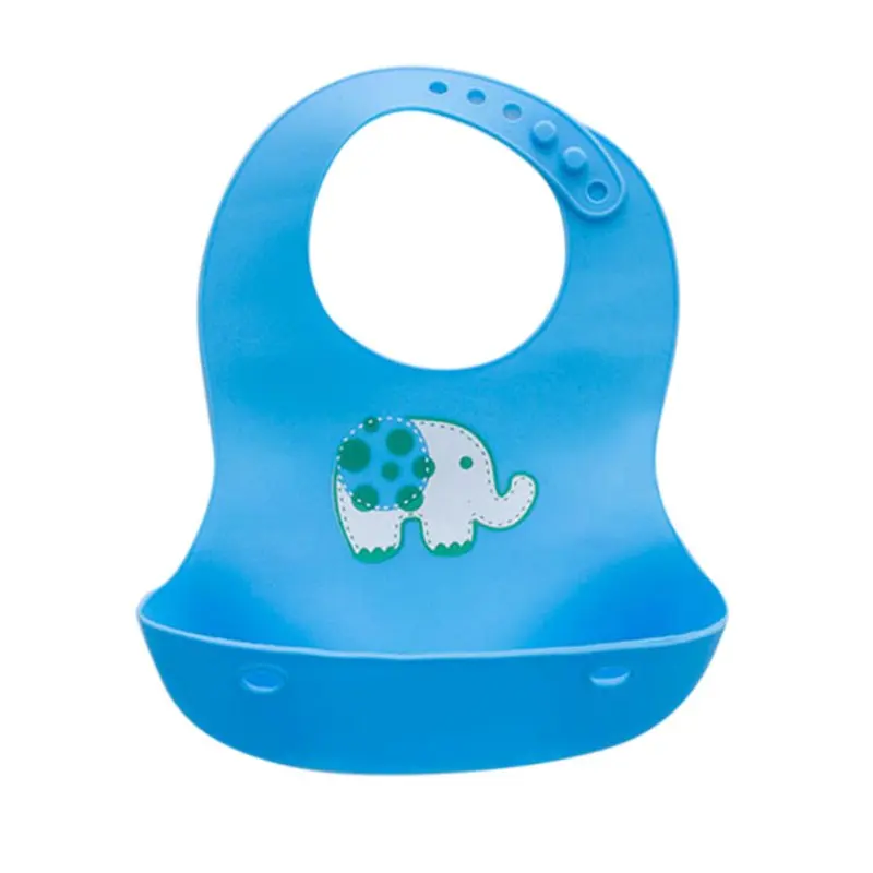 Lovely Infants Baby Silicone Waterproof Oil Proof Cartoon Bibs Baby Boy