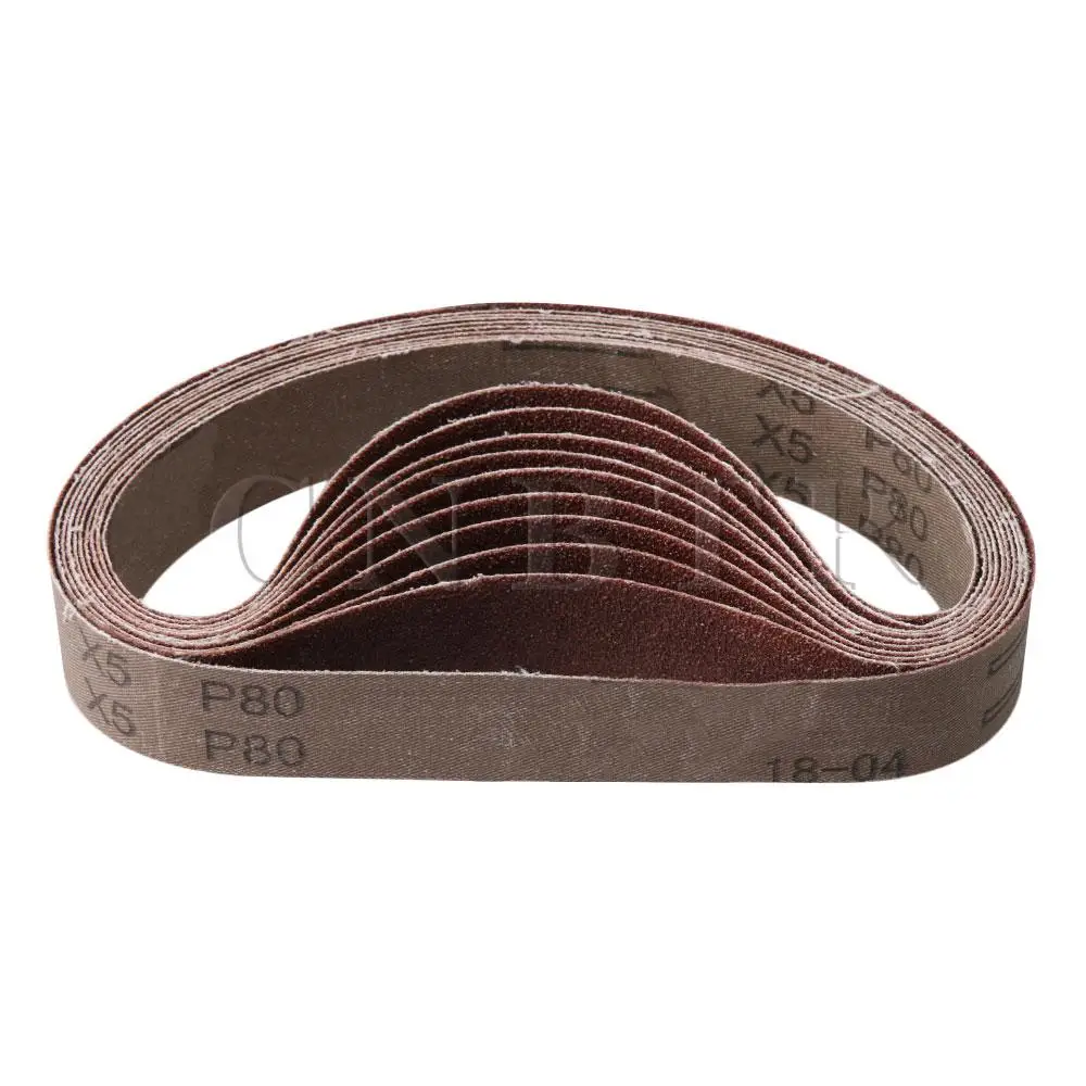 

CNBTR 3cm Width Round 80 Grit Aluminum Oxide Sanding Belt Sander Polishing Accessory Pack of 10