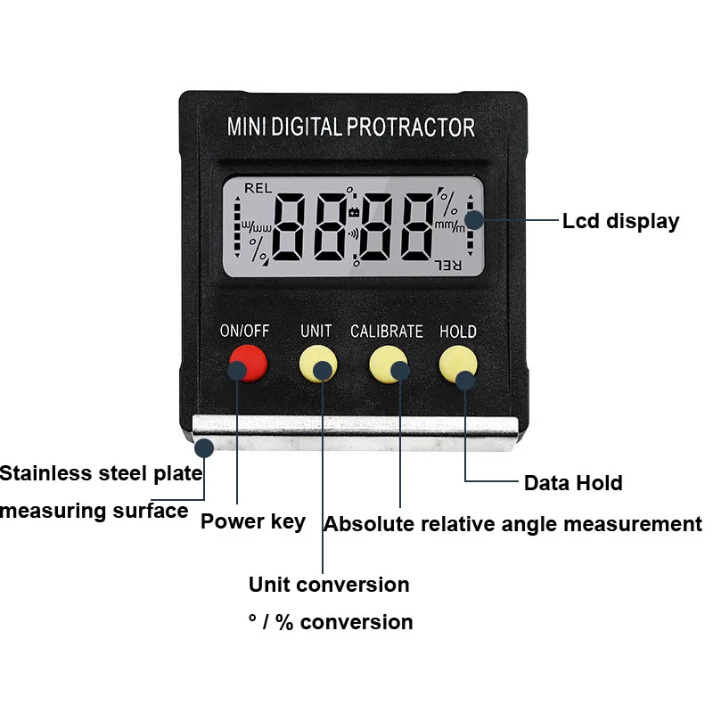 360 градусов Мини цифровой транспортир Инклинометр водонепроницаемый уровень коробка угол искатель измерения коническая коробка Гониометр магнит