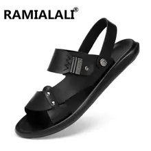 Модные летние сандалии мужские натуральная коровья кожа пляжные сандалии повседневные мужские туфли римские сандалии мужские слипоны на плоской подошве Sapatos