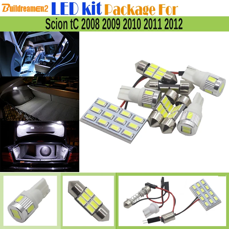 Us 14 02 39 Off Buildreamen2 Car Interior Led Bulb 5630 Smd Led Kit Package White Auto Map Dome License Plate Trunk Light For Scion Tc 2008 2012 In