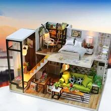 Новые рождественские Миниатюрный Кукольный домик с мебелью Деревянный Кукольный дом DIY игрушка Miniaturas для девочек год Рождественский подарок M30