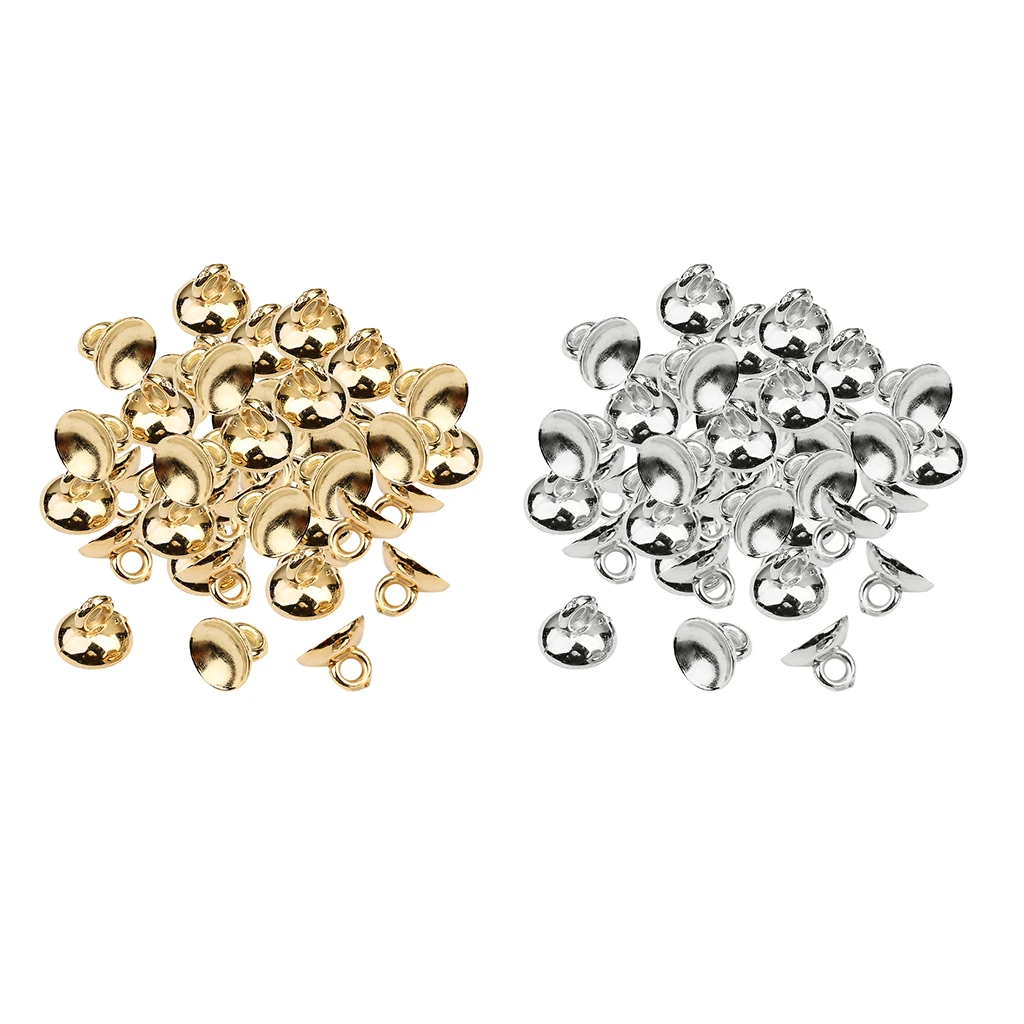 200 Pieces Plastic Half Round Bell Shape Beads Cap Pendant End Caps with Loop Jewelry Making Findings