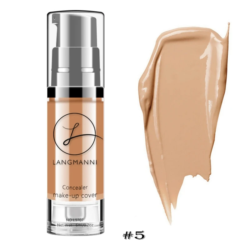 New Langmanni 6 Colors Liquid Foundation Makeup Natural Concealer Whitening Waterproof Make Up Contour Cream Make Up Cosmetics