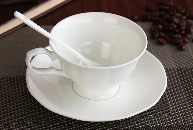 Free ship! 220ML plain white bone china coffee tea cup, cups & saucers