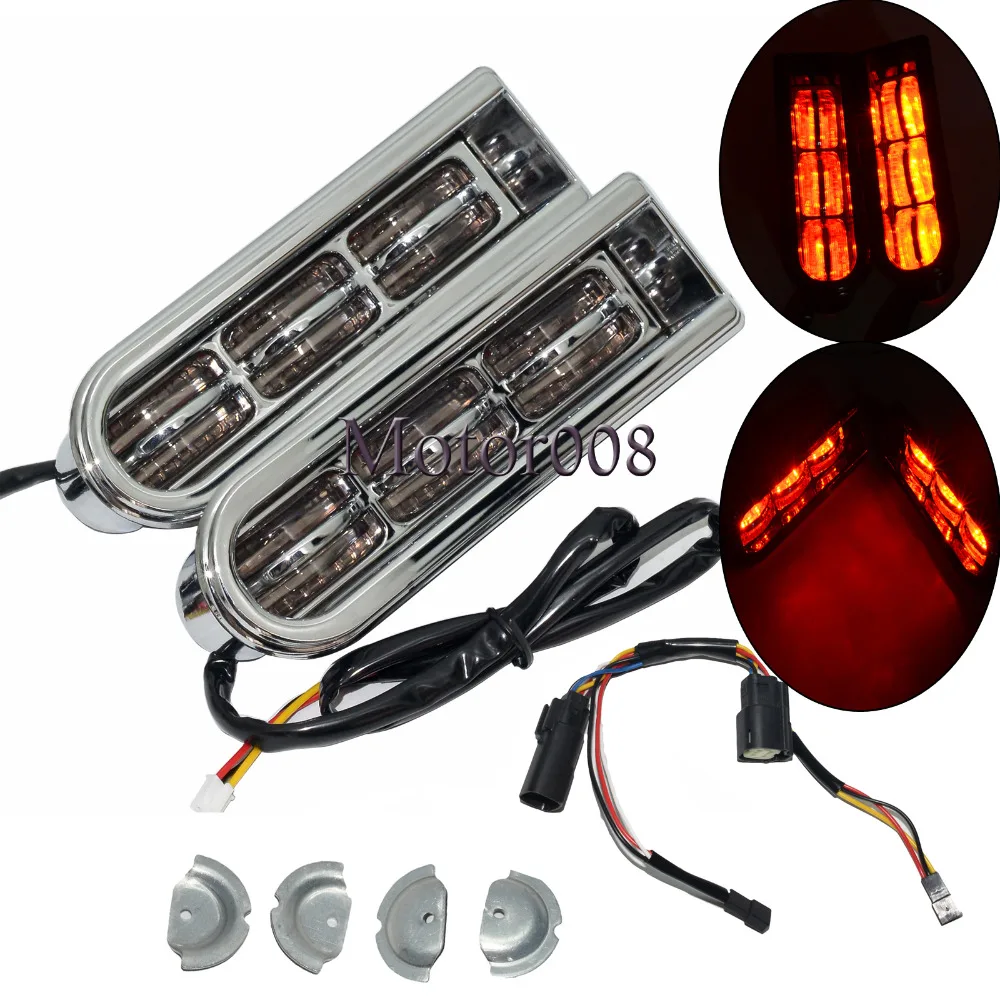 

Motorcycle Chrome Accent Saddlebag Filler Inserts Support LED Lights For Harley Touring FLTRU Road Glide Ultra 2014-2017