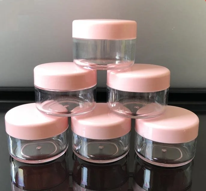 

2pcs free shipping 15g 15ML empty plastic pink round cream jars cosmetic packing container