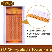10 пакетов объем W 3D наращивание ресниц 0,07 0,10 0,15 Индивидуальные ресницы профессиональные инструменты для макияжа толстые длинные ресницы из Кореи