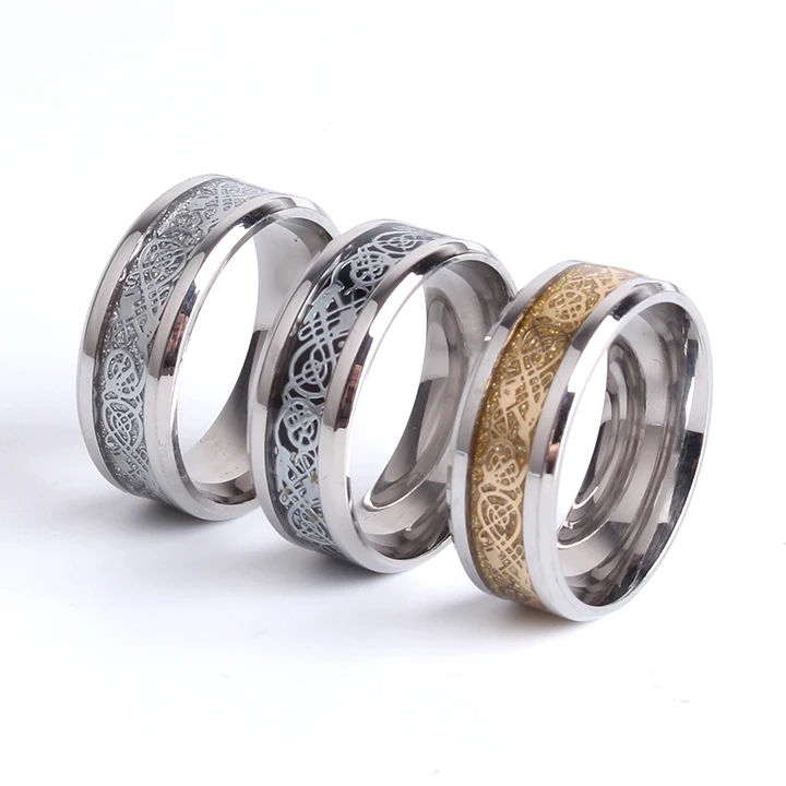 Винтажное кольцо на День святого Валентина с китайским драконом, стальное Золотое кольцо для мужчин, обручальное кольцо, новое кольцо в стиле панк
