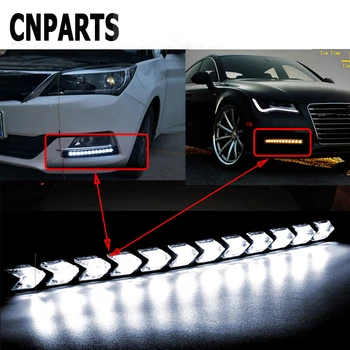 

CNPARTS 2PC For Citroen C5 C4 C3 Mini Cooper Opel Astra H G J Vectra Saab Car LED DRL Fog Lamp Turn Signals With Yellow Steering