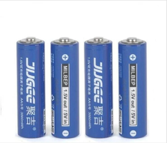 

4pcs 1.5 v AA lifepo4 lithium ionen batteries 14500 JUGEE 3000mWh rechargeable li-ion Li-polymer Li-Po battery apply Toys, etc