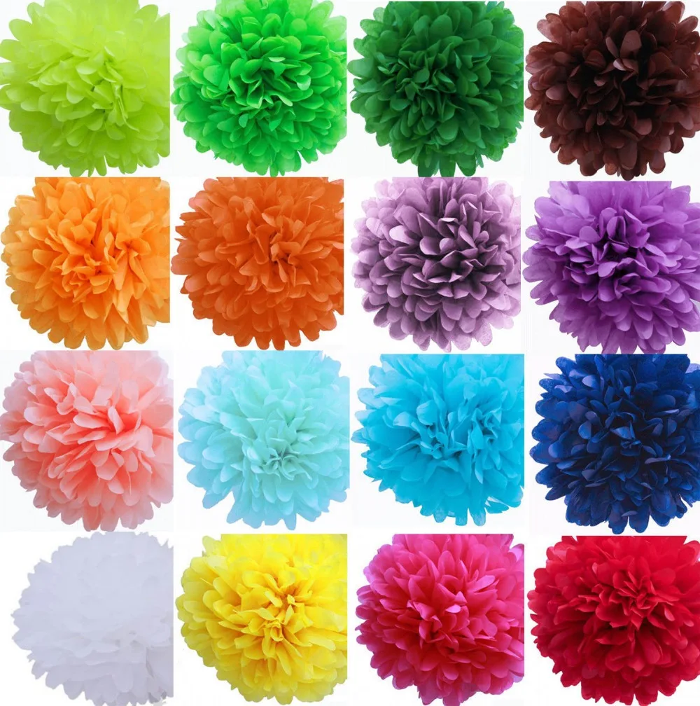 1pcs 4inch (10cm) pompon Tissue Paper Pom Poms Flower Kissing Balls Home Decoration Festive Party Supplies Wedding Favors balls