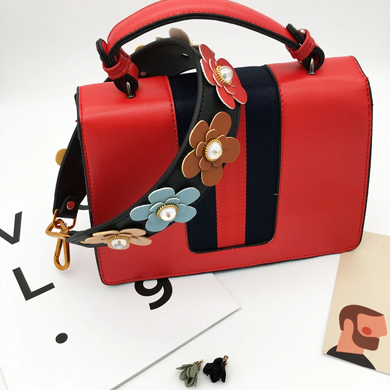 Цветочная широкая сумка на ремне, Женская сумка, ремешки для сумок, аксессуары, красочные кожаные ремешки для сумок, ремень с ручкой