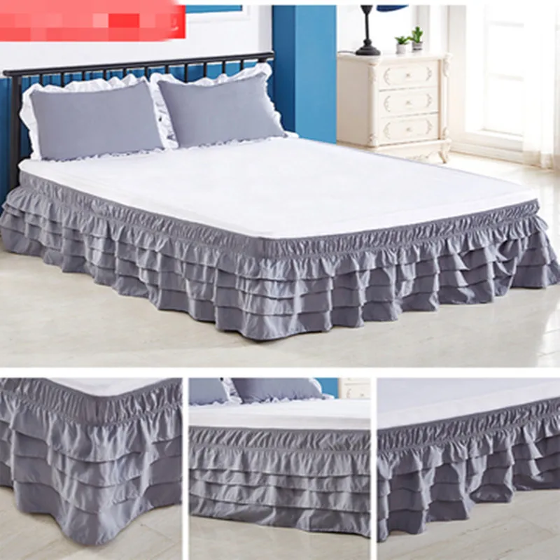 Princess cake layer pleated bed skirt without bed surface tightness bed apron elastic band bedspread free shipping