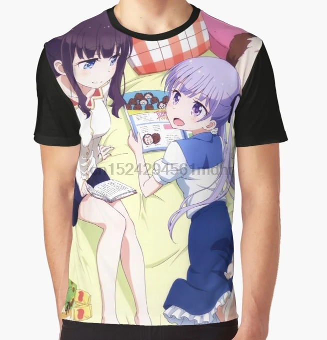Мужская футболка с принтом Funy новая Hifumi &amp Aoba коротким рукавом и круглым вырезом
