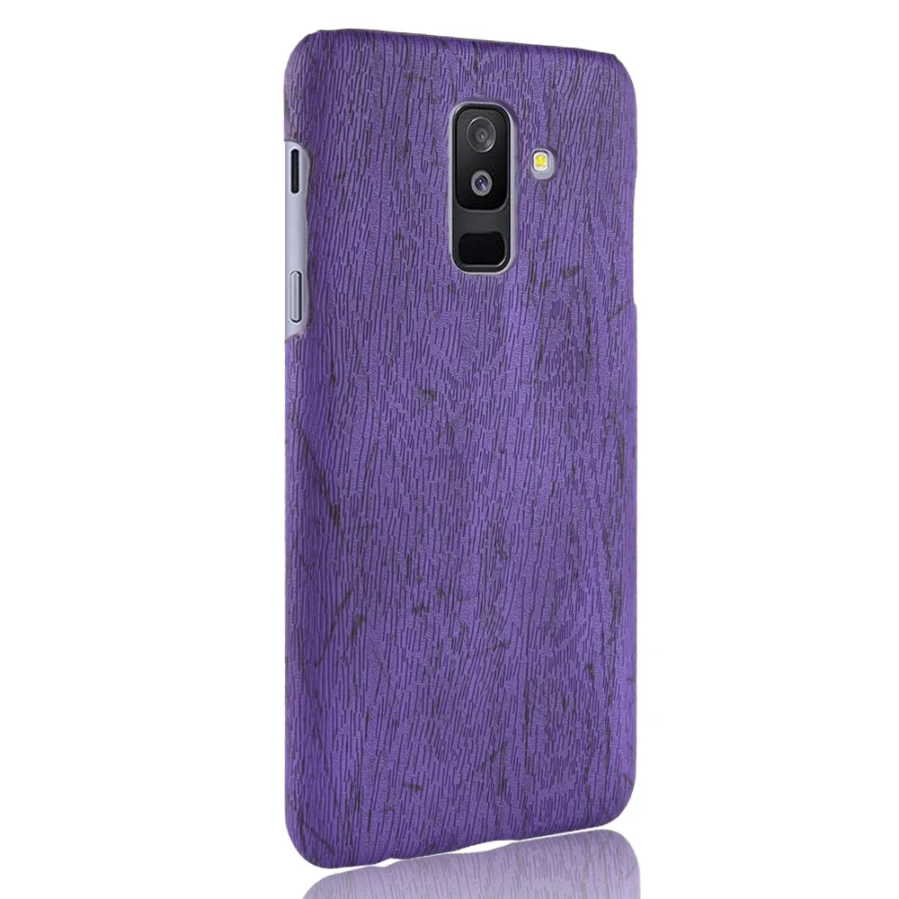 For Samsung Galaxy A6 Plus Case Hard PC+PU Leather Retro wood grain Phone Case For Samsung Galaxy A6 Plus Cover Luxury Wood Case