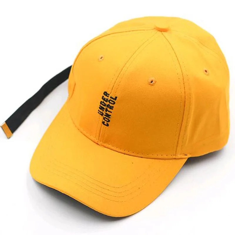 

2017 New Yellow Snapback Caps Embroidery Letters Korea Style Hip Hop Caps for Men Long Strap Women girls boys Baseball Caps