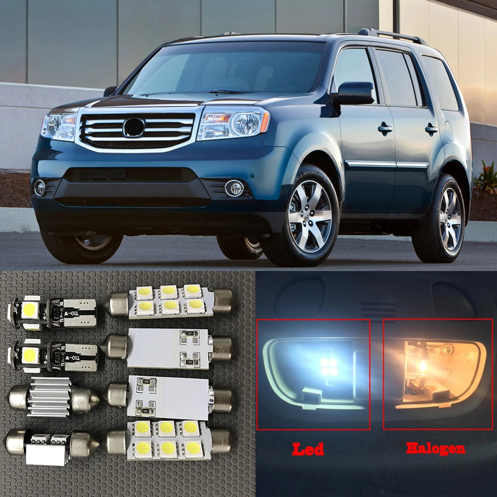 Us 13 35 11 Off 15pcs White Auto Interior Led Light Bulbs Kit For 2009 2015 Honda Pilot Canbus Led Map Dome Trunk License Plate Light Lamp In Signal