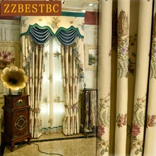 New classical Luxury landscape Blackout Curtains for Living Room Window high quality Beige elegant Curtain for bedroom hotel