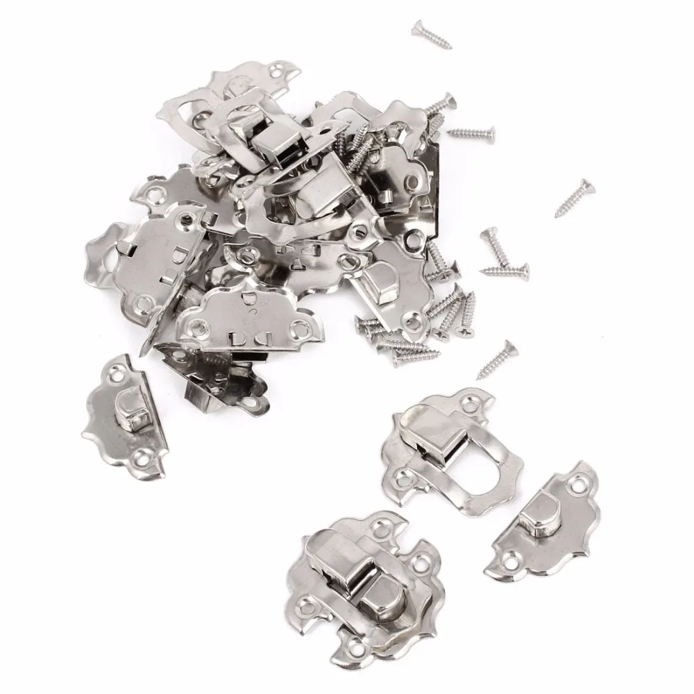 Uxcell Hot Sale 10pcs Antique Wood Box Latch Set Case Hasp Lock 28mm Long Silver Tone with Some Screws