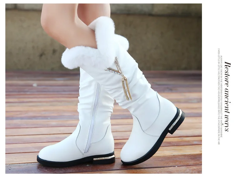 Новые сапоги для девочек для осени и зимы, большая детская кашемир ботинки, натуральная кожа детские зимние сапоги, сапоги с мехом кролика