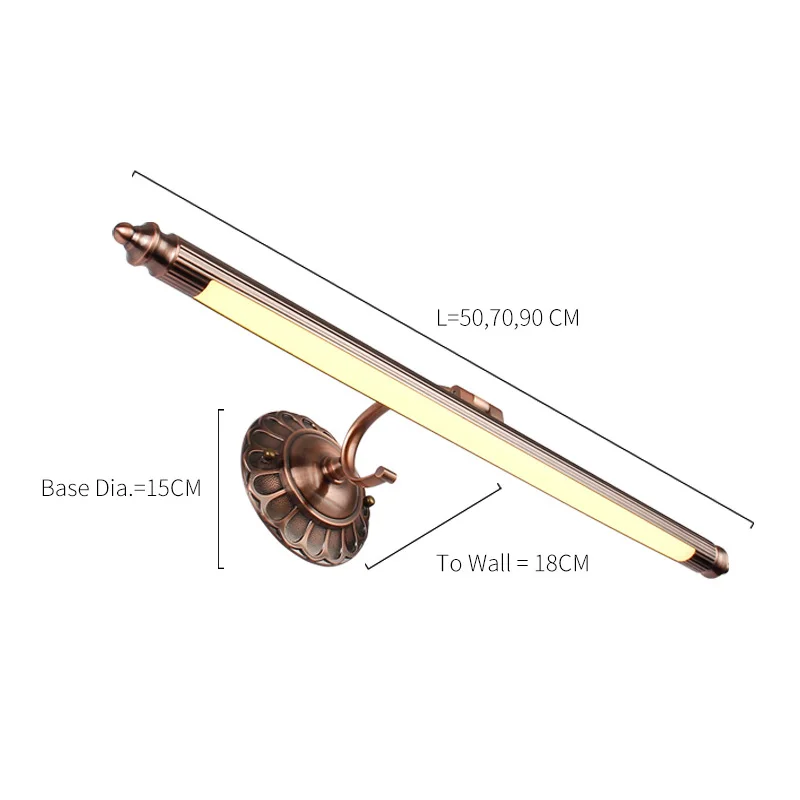 JUSHENG Antique Bronze LED Wall Lamps in Bathroom with Swing Arm 50- 90CM Long over Mirrors as Sconce Wall Lights 110V / 220V AC