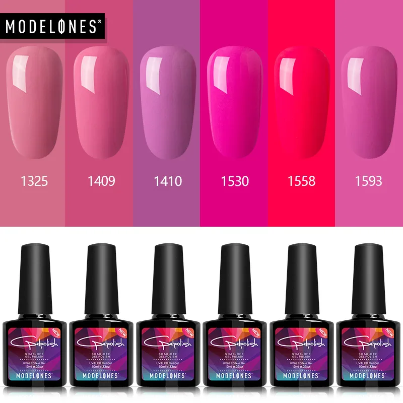 

Modelones 6Pcs/Lot Candy Pink UV Nail Gel Varnish Kits Semi Permanent Long Lasting Led Gel Polish Kits DIY Style UV Gel Lacquer